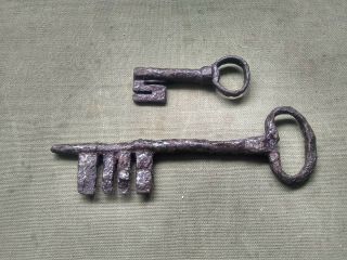 2 X Very Old Antique Key 135mm And 70mm In Length