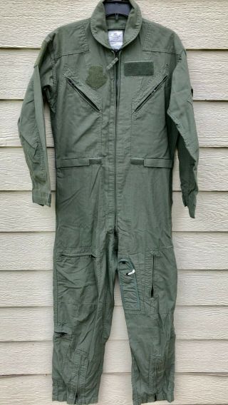 Us Air Force Usaf Nomex Fire Resistant Flight Suit Green Cwu - 27/p - 38r