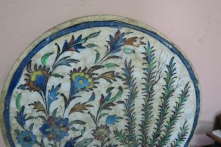 Antique Iznik Qajar Persian Poly - chrome Glazed Pottery Tile Deer Scene 15 