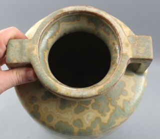 Antique American Arts & Crafts Pressed Tulip Art Pottery Crystalline Glaze Vase 10