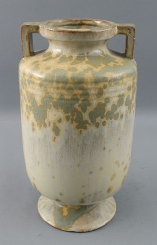Antique American Arts & Crafts Pressed Tulip Art Pottery Crystalline Glaze Vase 4