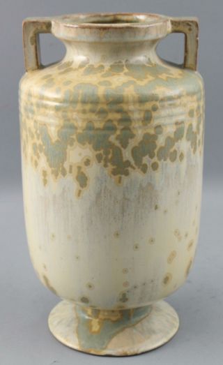 Antique American Arts & Crafts Pressed Tulip Art Pottery Crystalline Glaze Vase 7