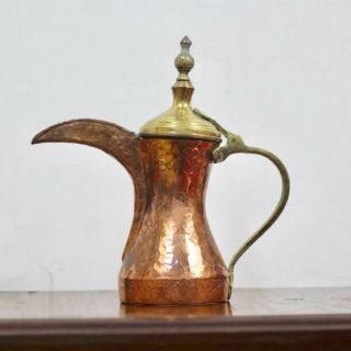 Antique 11 " Arabic Islamic Brass Copper Dallah Bedouin Coffee / Tea Pot