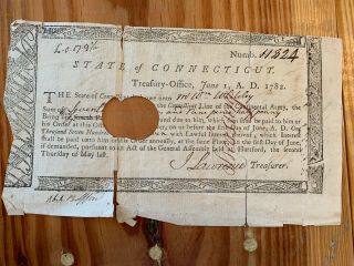 1782 Pay Document Revolutionary War Connecticut Continental Army Wm Whiteley