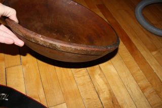 Vintage Primitive Wooden Farmhouse Antique Bread Bowl Signed Munising Farm 6