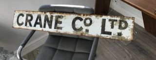 Vintage Metal Industrial 89cm Factory Sign Crane Co Ltd