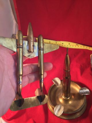 WWII trench art airplane ashtray Australia coin 1942 shell bullet brass plane 6