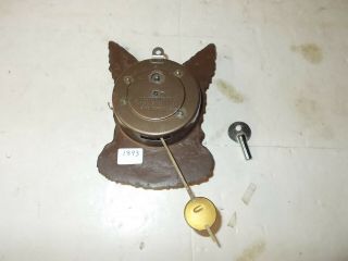 Lux Brown With Red Collar Scottie Dog Miniature Pendulette Clock Circa.  1930 3