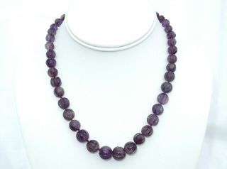 VINTAGE CHINESE HAND CARVED AMETHYST GRADUATED MELON BEAD 17 