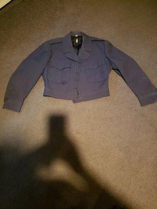 Vintage Korean War US Air Force Ike Dress Blue 84 Wool Jacket Coat Uniform Sz 40 2