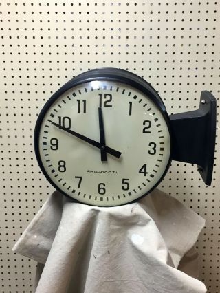 Cincinnatti Industrial Double Sided Face Wall Clock Black Vtg
