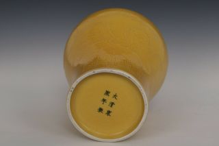 Fine Chinese Yellow Glaze Porcelain Dragon Vase 10