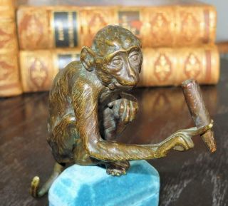 19th Century Bronze Cigar Smoking Monkey Rare