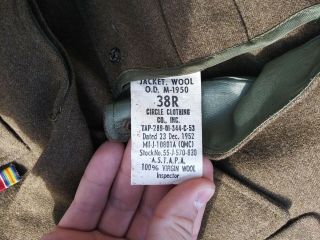 Korean War US Army Ike Jacket Medical 25th & 69th Division Size 38R - 1952 8