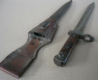 Austrian Austria Steyr Mannlicher bayonet & leather frog M95 OEWG WWI 2