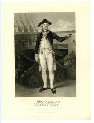 John Paul Jones,  Revolutionary War Continental Navy/1861 Steel Engraving Chappel