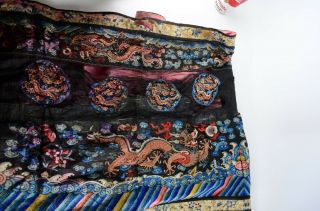 Antique Chinese Dragon Silk Embroidered Panel,  Robe Textile Deserves Repair 10