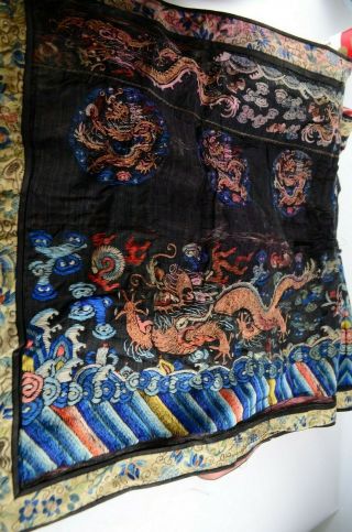 Antique Chinese Dragon Silk Embroidered Panel,  Robe Textile Deserves Repair 11