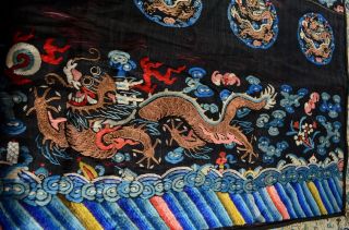 Antique Chinese Dragon Silk Embroidered Panel,  Robe Textile Deserves Repair