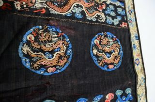 Antique Chinese Dragon Silk Embroidered Panel,  Robe Textile Deserves Repair 8