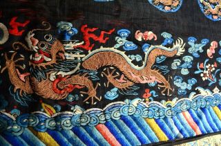 Antique Chinese Dragon Silk Embroidered Panel,  Robe Textile Deserves Repair 9
