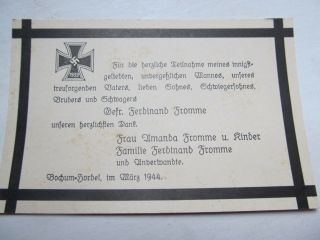 VERY RARE WWII LARGE German Death Cards,  STAMPED AND MAILED by Family 4