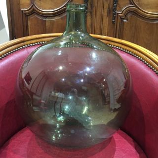 20119 Handblown C - 1800 Xxl Green Glass French Demijohn Bottle Carboy