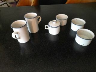 Dansk Denmark Danish Modern Blue Mist Tall Coffee Mugs Cups Sugar Bowl Ramekin