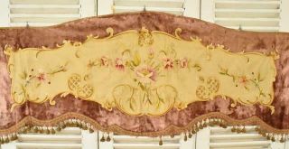 Exquisite Antique French Hand Embroidered Silk & Velvet Pelmet,  19th C - B840b
