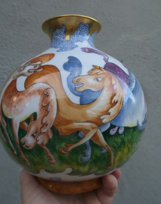 Aesthetic Movement HORSE Equestrian Antique Porcelain gilt vase Vienna Vien COOL 12