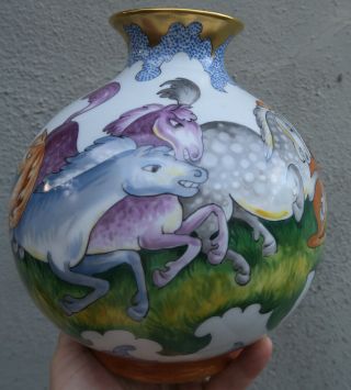 Aesthetic Movement HORSE Equestrian Antique Porcelain gilt vase Vienna Vien COOL 3