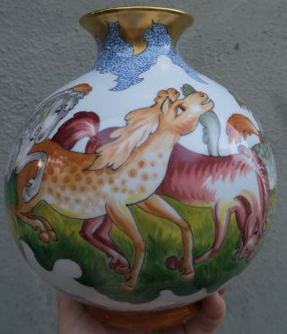 Aesthetic Movement HORSE Equestrian Antique Porcelain gilt vase Vienna Vien COOL 5