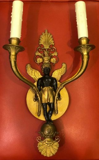 Vintage Regency or Venetian Style Brass Blackamoor Wall Light Sconce 3