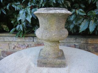 Small Antique Stone Garden Urn 30 Cm High (201)