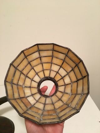 Signed Handel Leaded Glass Shade Bronze Piano Lamp Light 12