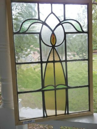 PLA - M - 137 Older Leaded Stain Glass Window F/England Reframed 11