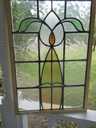 PLA - M - 137 Older Leaded Stain Glass Window F/England Reframed 2