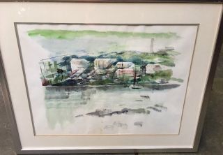 Alfred Birdsey Watercolor Bermuda Seascape Modernist Abstract Painting