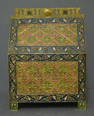 SPECTACULAR 19TH CENTURY FRENCH ROMANESQUE CLOISONNE ENAMEL CASKET BOX 4