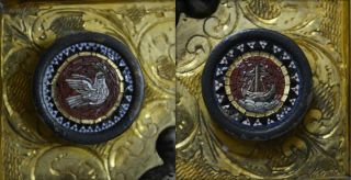 GORGEOUS MID 19TH C ITALIAN CAMEO MICROMOSAIC PLAQUE WAX SEAL ROME RELIQUARY 10