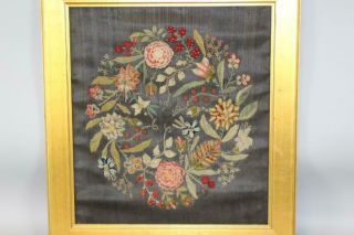 AN EXTREMELY FINE 19TH C FLORAL AND FRUIT STUMPWORK NEEDLEWORK THEOREM 2