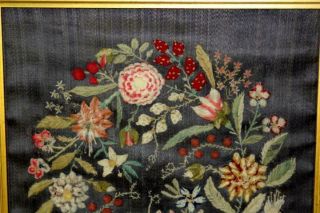 AN EXTREMELY FINE 19TH C FLORAL AND FRUIT STUMPWORK NEEDLEWORK THEOREM 3