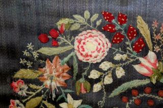 AN EXTREMELY FINE 19TH C FLORAL AND FRUIT STUMPWORK NEEDLEWORK THEOREM 7