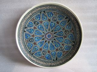 Old Vintage Iznik Turkish Ottoman Faience Pottery Hand Painted Platter