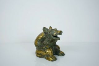 A Gilt Bronze Figure of Seated Bear with Wooden Box 4