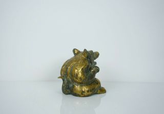 A Gilt Bronze Figure of Seated Bear with Wooden Box 6