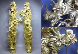 Old,  Japanese Japan,  Buddhism Temple Ornaments Dragon Pole Statue Sculpture Art