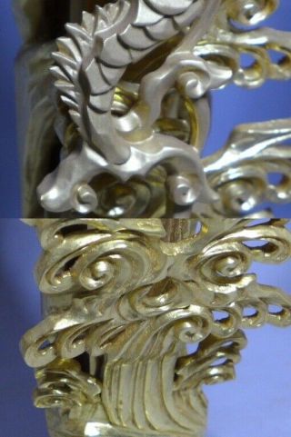 old,  Japanese Japan,  Buddhism temple Ornaments Dragon pole statue Sculpture art 8