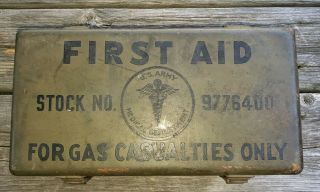 Vintage Wwii Us Army First Aid Kit No.  9776400 For Gas Casualites Only & Contents