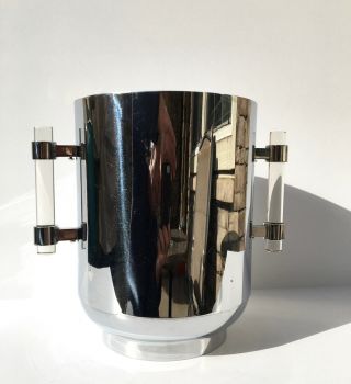 Chrome & Lucite Champaign Ice Bucket Mid Century Modern Evans Springer
